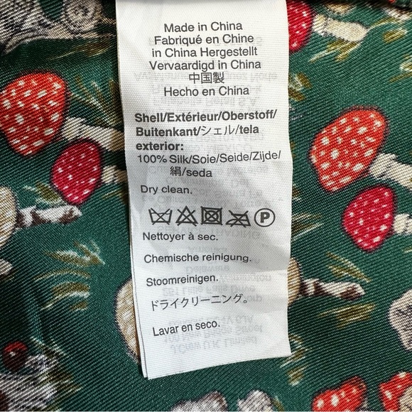 J. Crew Collection 100% Silk-Twill Ruffle Collar Mushroom Floral Top, Sz Medium - Picture 12 of 13